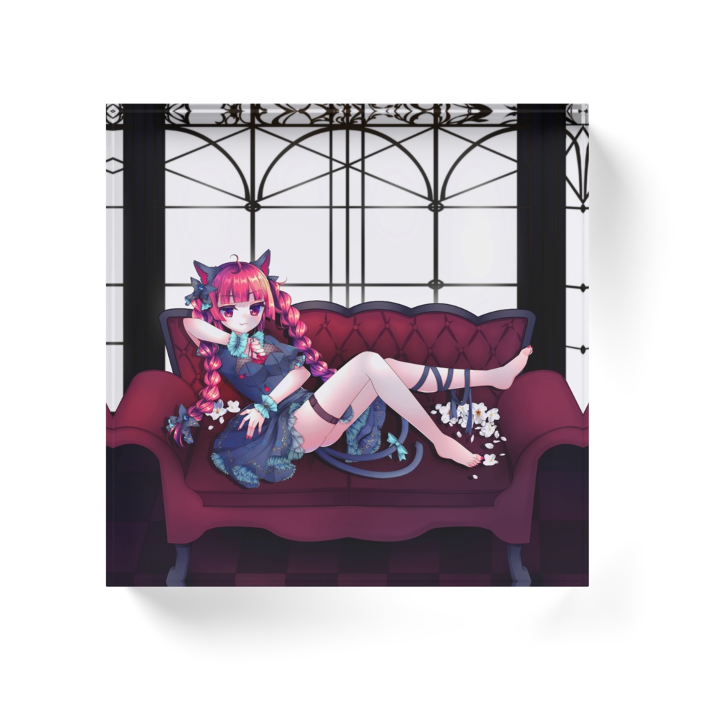 バラを握るお燐ちゃんアクリルブロック