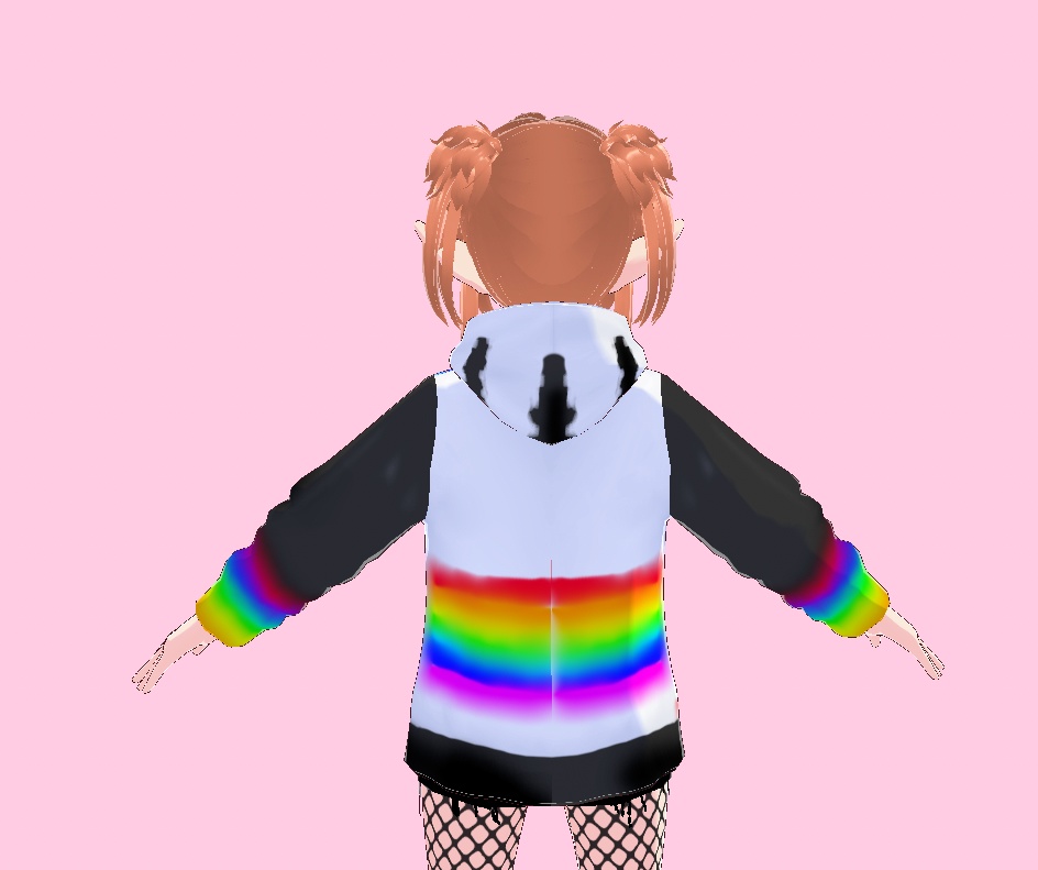 Black Sleeved Hoodie Rainbow Color Spill Version 1