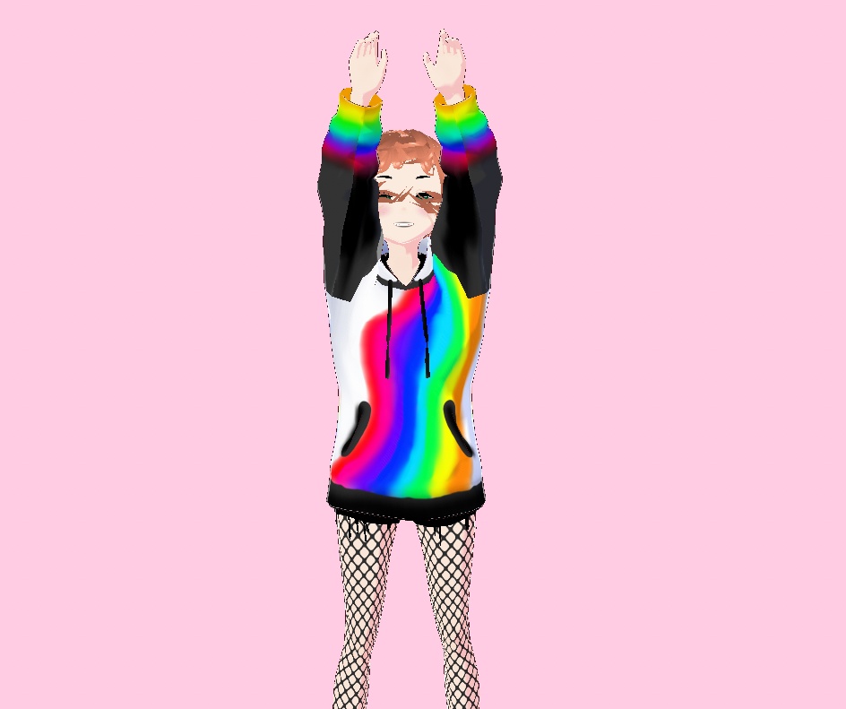 Black Sleeved Hoodie Rainbow Color Spill Version 1