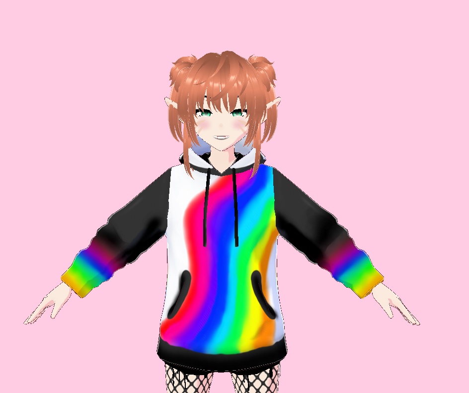 Black Sleeved Hoodie Rainbow Color Spill Version 1