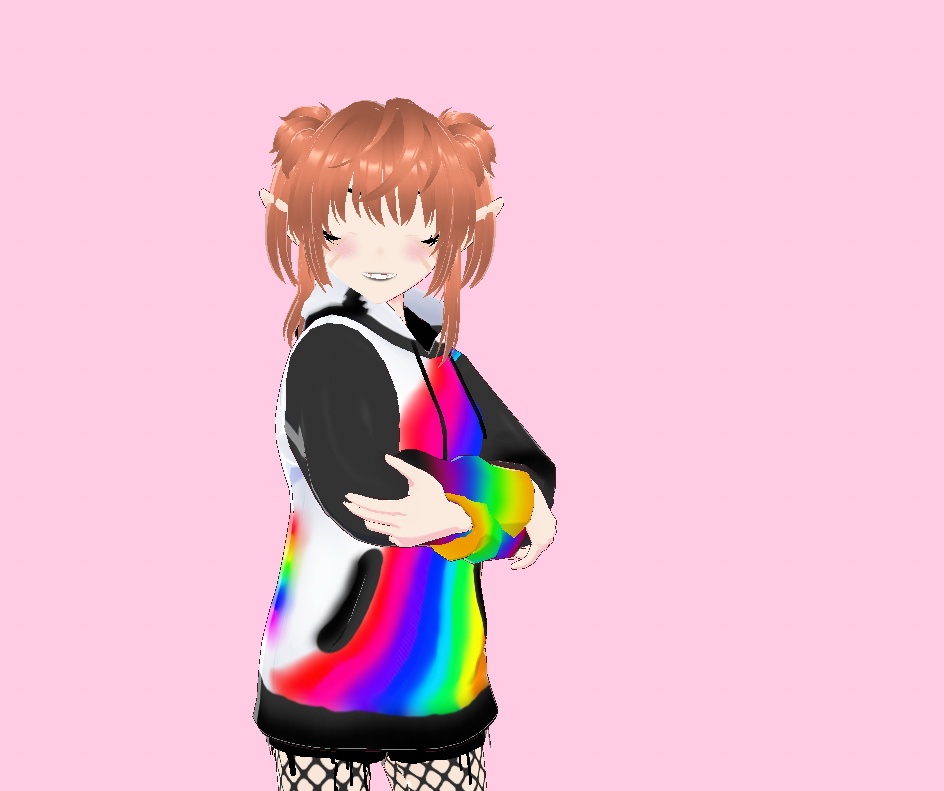 Black Sleeved Hoodie Rainbow Color Spill Version 1