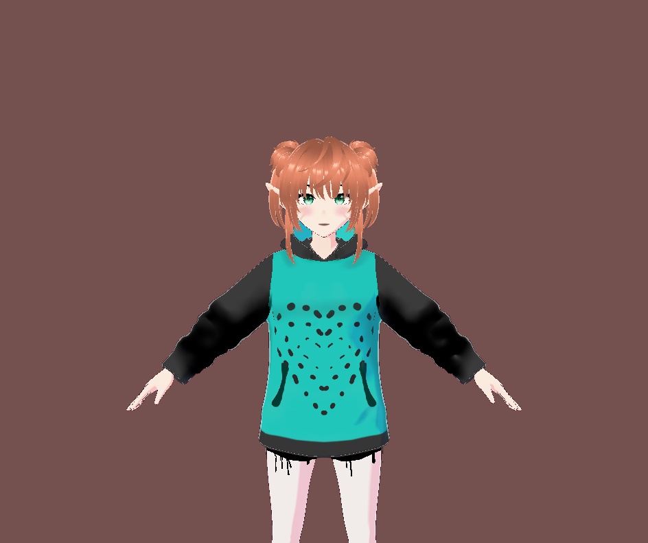 Dotted Heart Hoodie Dark Teal Vroid Item