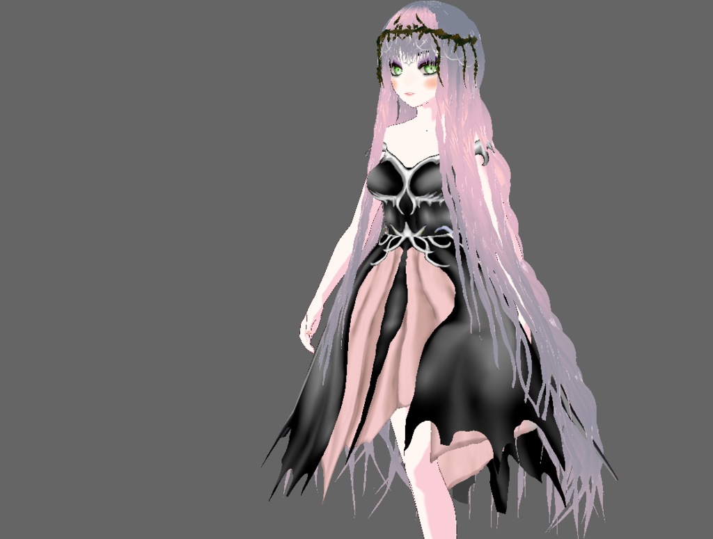 Pink Gothic Long Wavy Hairstyle with Crown