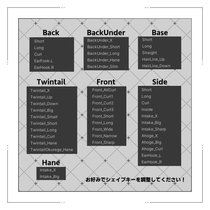 【8アバター対応】インテーク姫カットウルフ&ボブ【VRC想定】