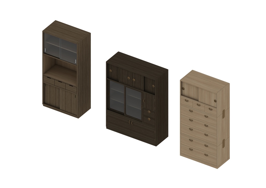 昭和の家具シリーズ「タンスいろいろ」3Dデータ