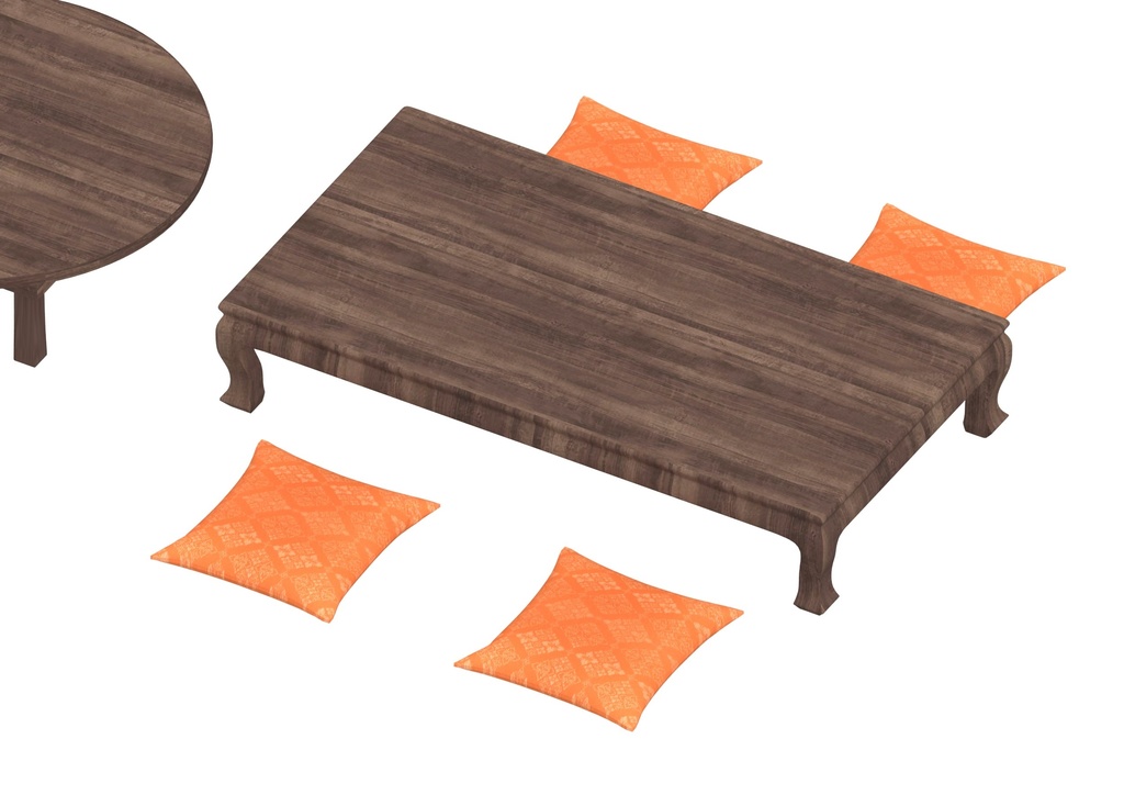 昭和の風景素材「ちゃぶ台・客間座卓」3Dデータ