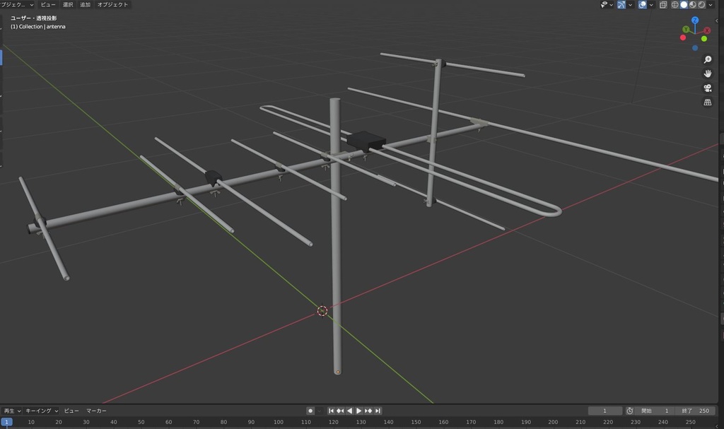 昭和の街並みに「VHFアンテナ」3Dデータ
