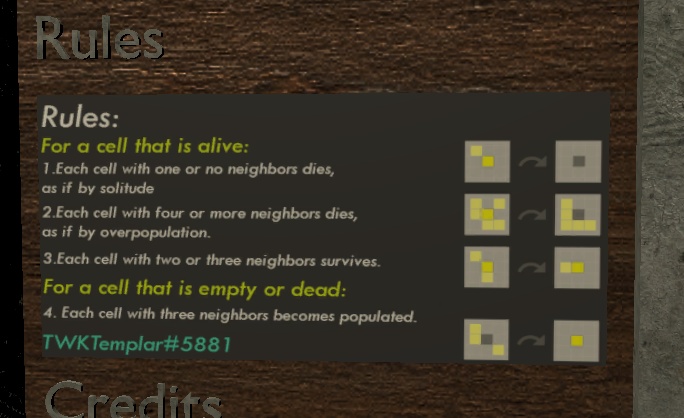 Conway's game of life by TWKTemplar VRChat UdonSharp