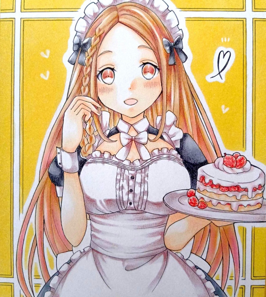 ミニ色紙イラスト オリジナル メイドさん㉗