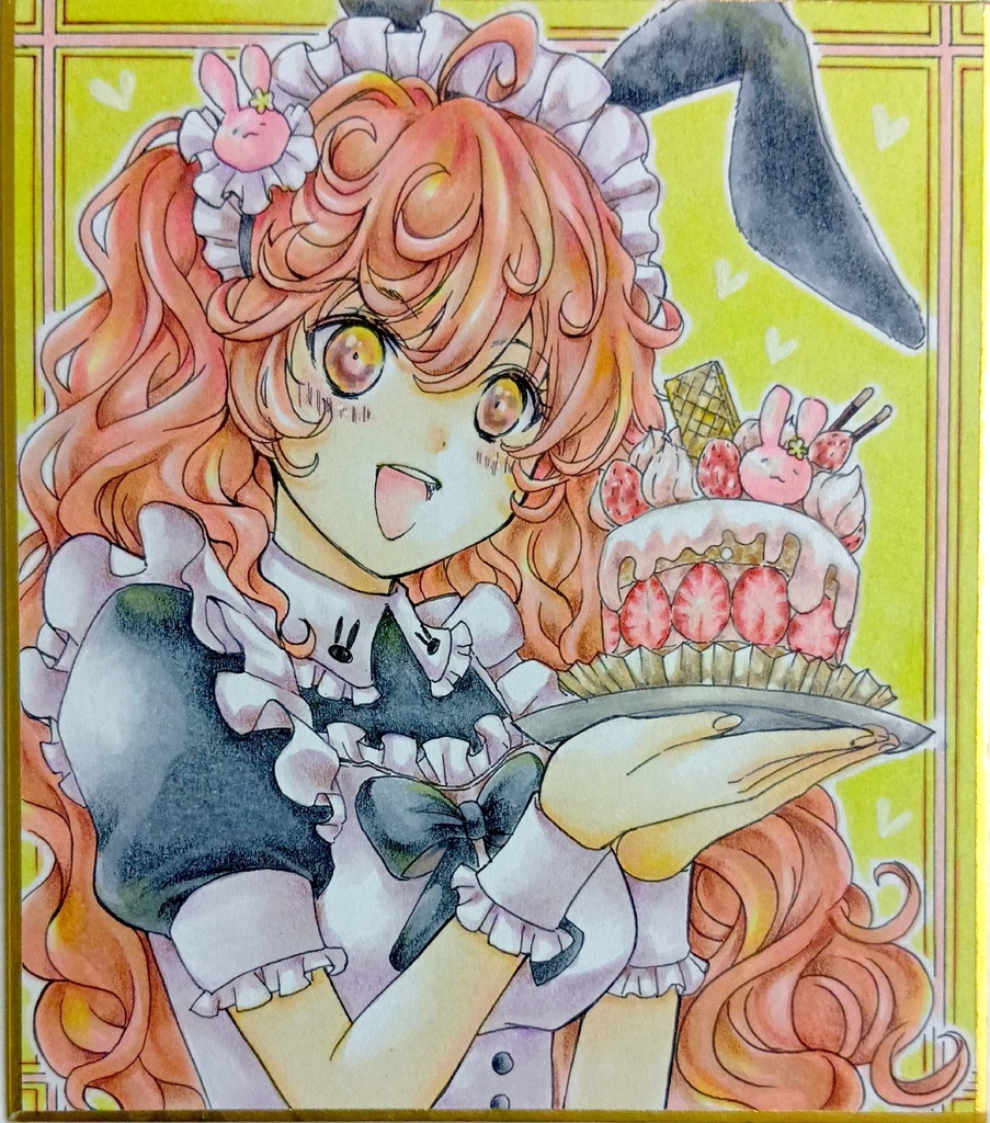ミニ色紙イラスト　オリジナル　メイドさん㉛