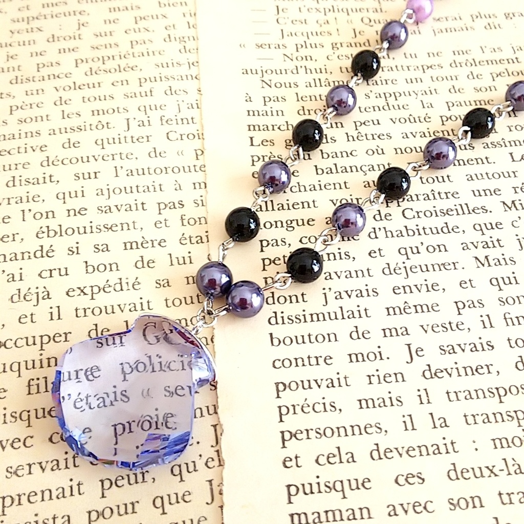 ★黒真珠とラベンダー ネックレス