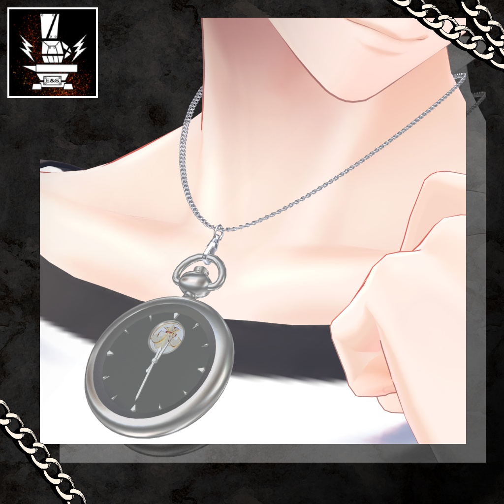 【トゥールビヨン・針アニメーション付き】PB設定済み懐中時計ネックレス【Moduler avatar対応】
