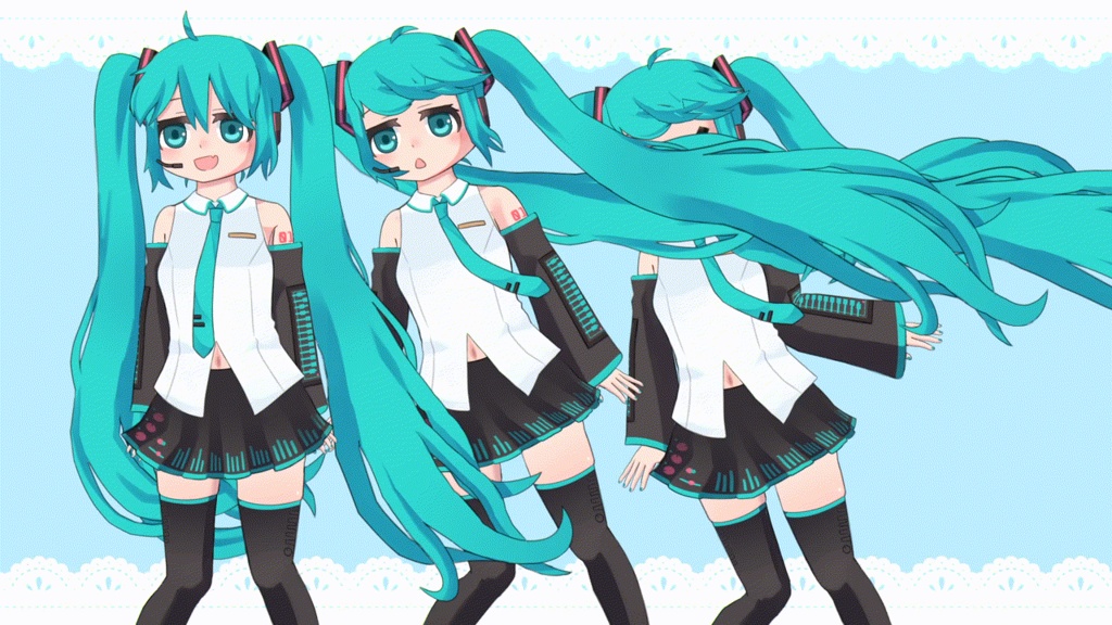 【目パチ/口パク対応】初音ミク 立ち絵素材(MV向けアニメーション素材同梱)