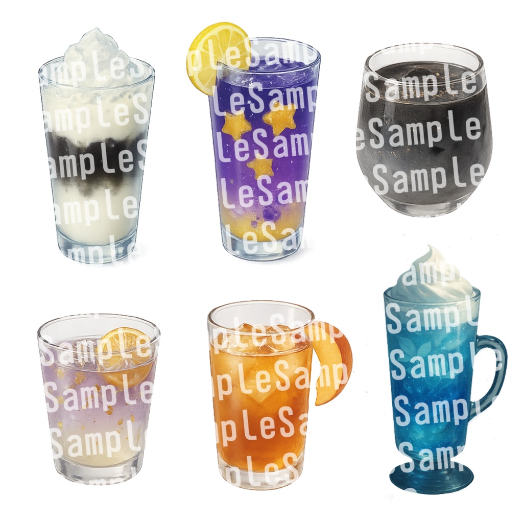 【透過済 PNG素材】夏のかわいい飲み物 30枚