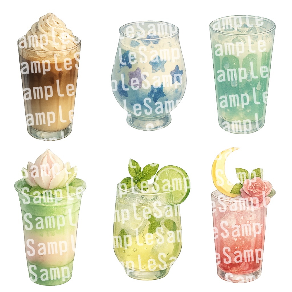 【透過済 PNG素材】夏のかわいい飲み物 30枚