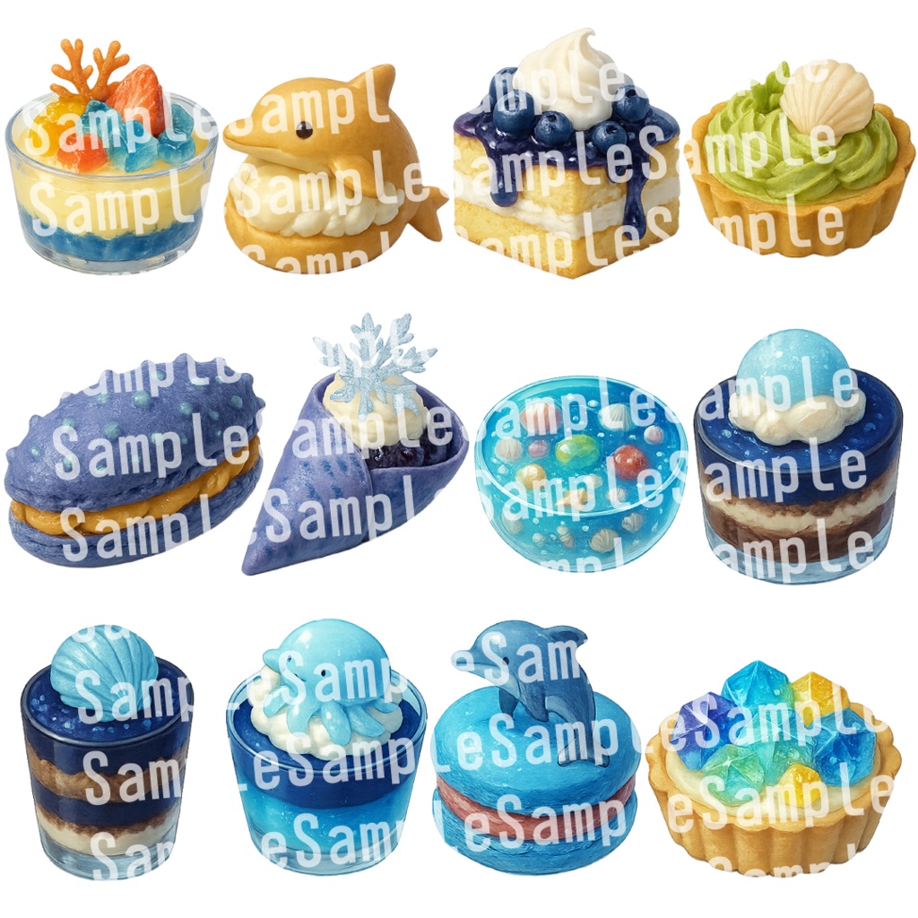 【透過済 PNG素材】夏のかわいいスイーツ 50枚