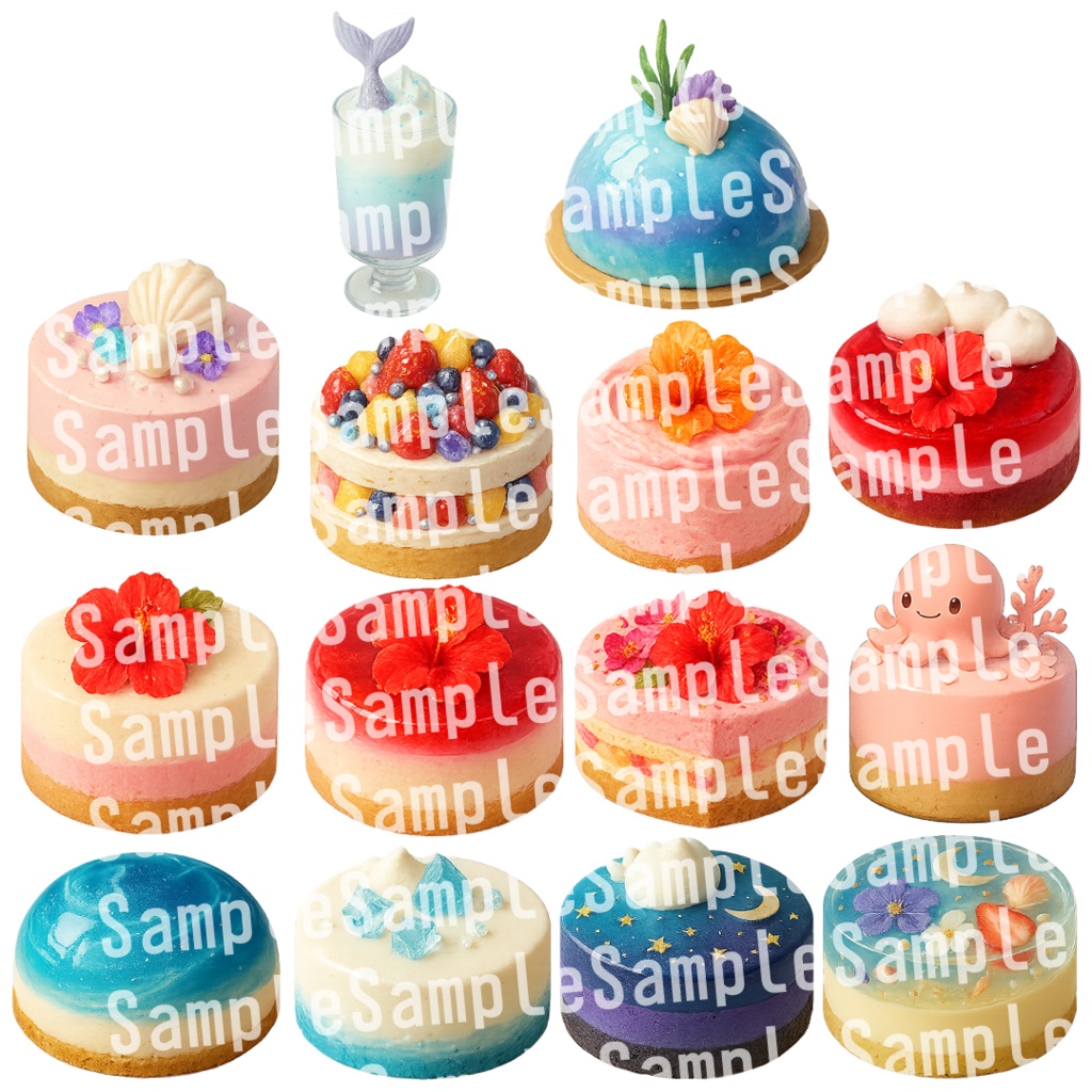 【透過済 PNG素材】夏のかわいいスイーツ 50枚