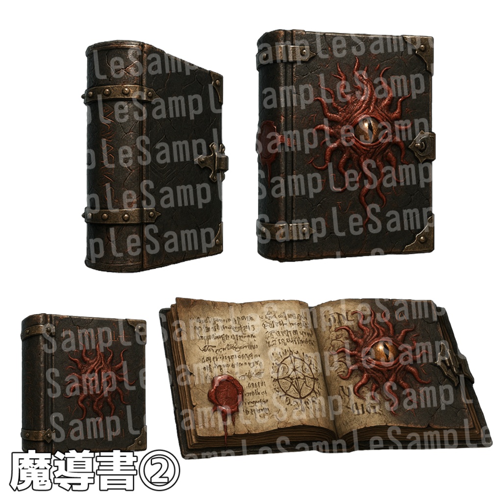 【透過済 PNG素材】本素材 55枚/魔導書素材 25枚