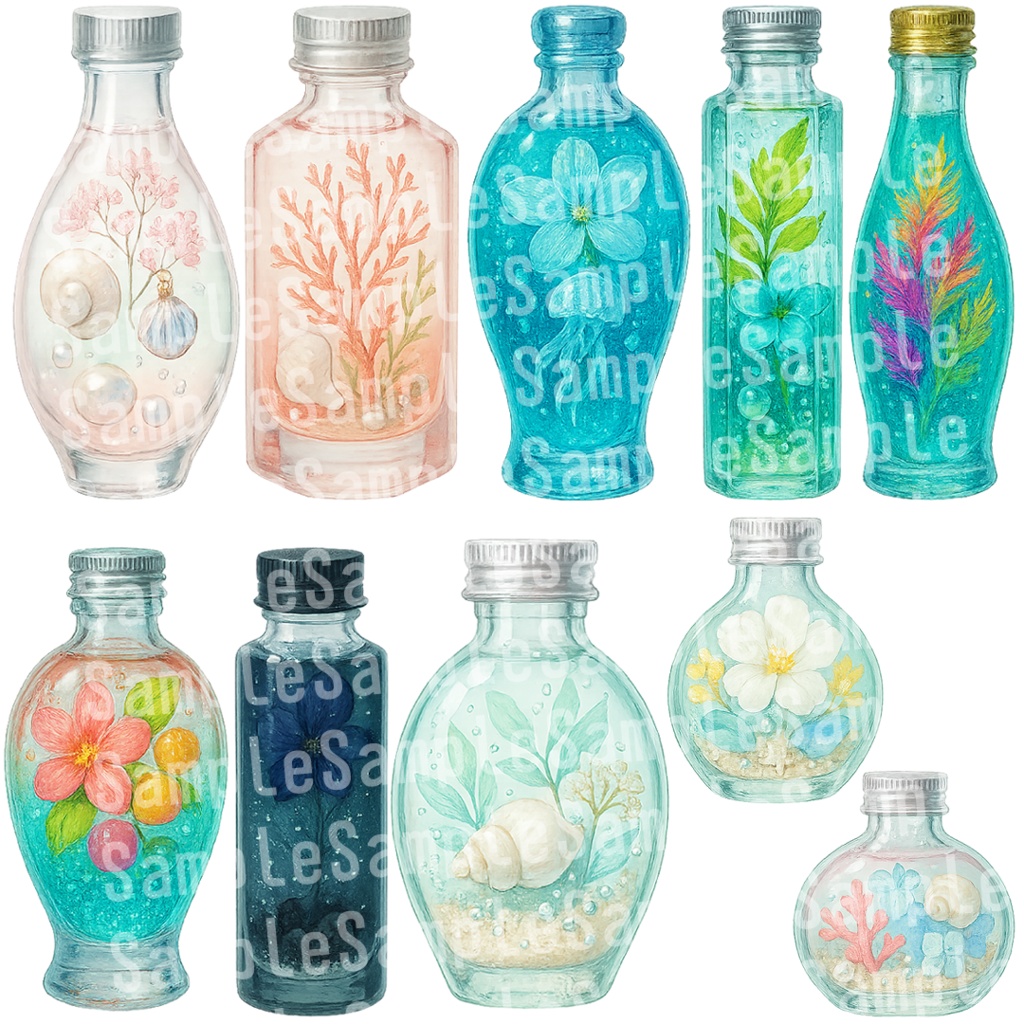 【透過済 PNG素材】ハーバリウム素材 50枚