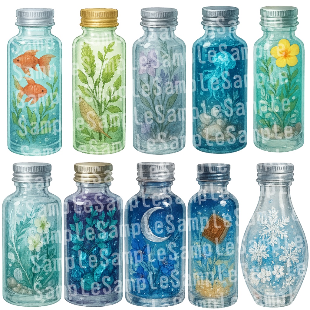 【透過済 PNG素材】ハーバリウム素材 50枚