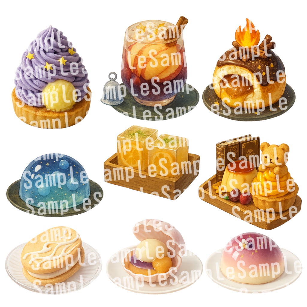 【透過済 PNG素材】秋のかわいいスイーツ素材 50枚