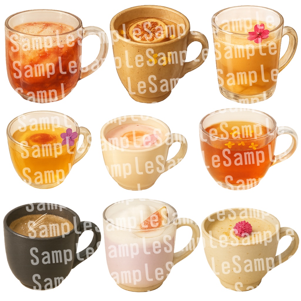 【透過済 PNG素材】秋のかわいいドリンク素材 50枚