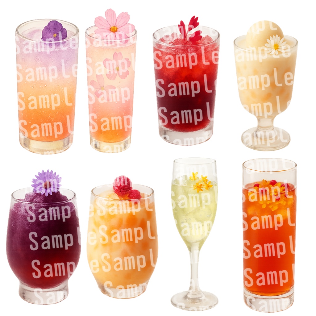 【透過済 PNG素材】秋のかわいいドリンク素材 50枚