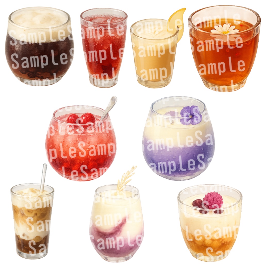 【透過済 PNG素材】秋のかわいいドリンク素材 50枚