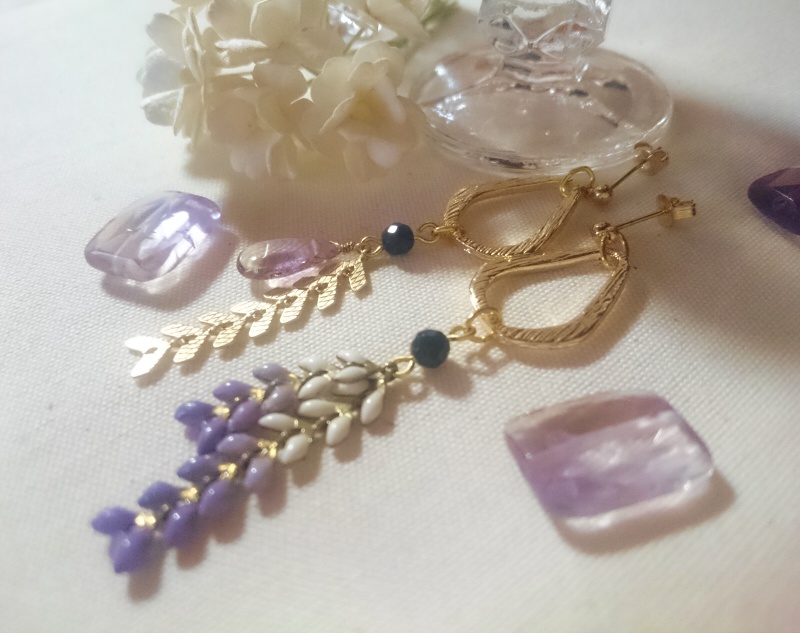 長谷部モチーフ藤ピアス（イヤリング可）