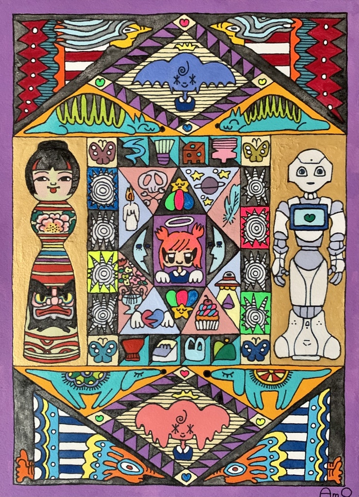 アクリル画　「ある星の掟」　F4号　画用紙