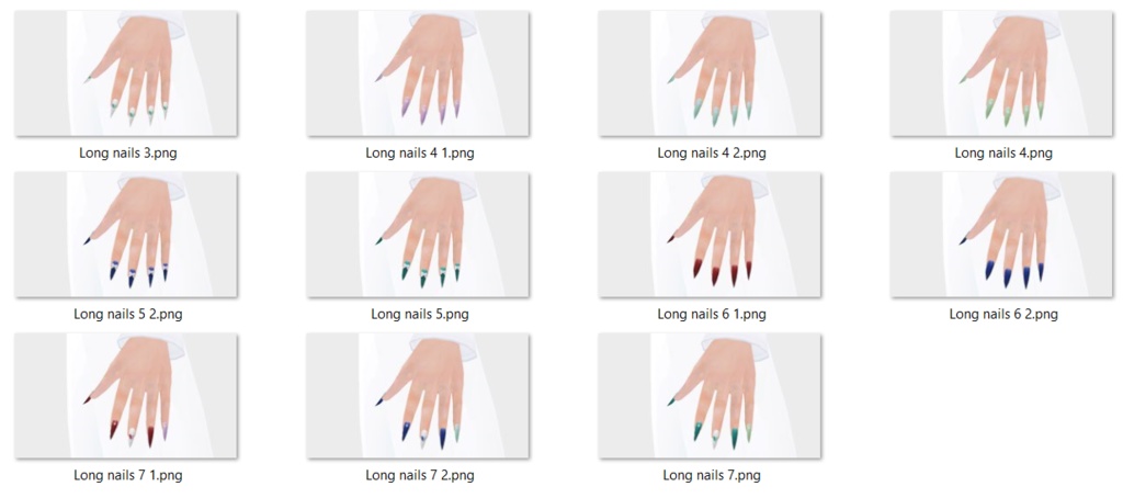 Set of 28 long nail designs