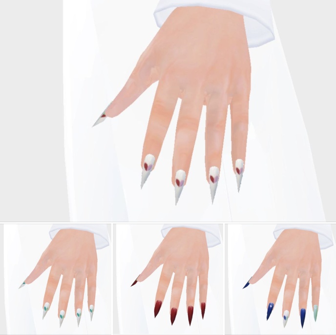 Set of 28 long nail designs