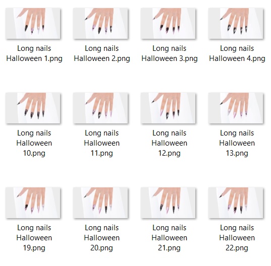 Set of 22 Halloween long nail designs