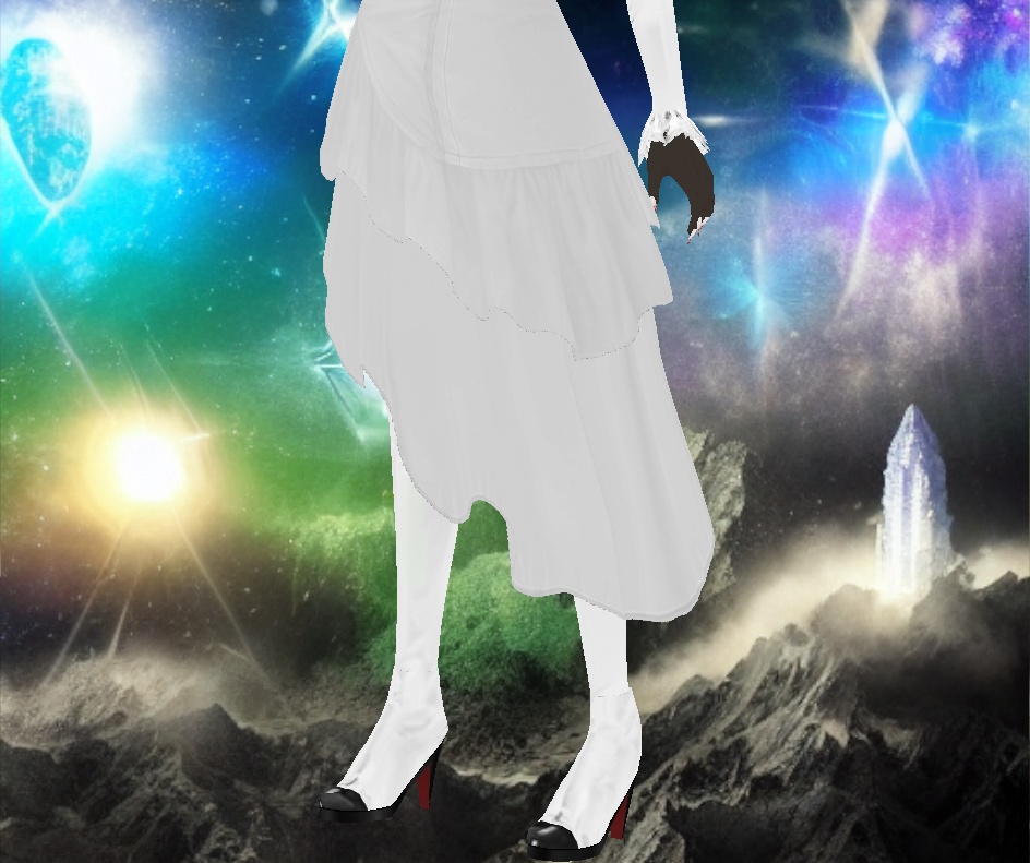 White Bride outfit Dress + Gloves + Boots