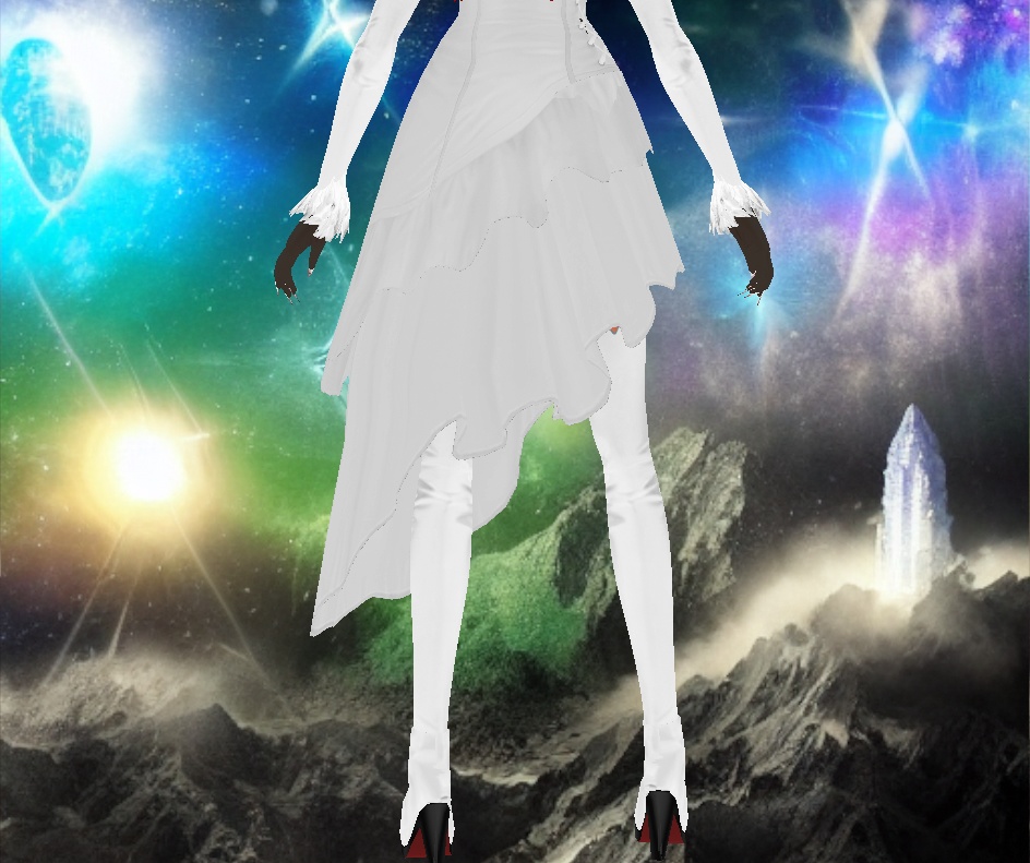 White Bride outfit Dress + Gloves + Boots