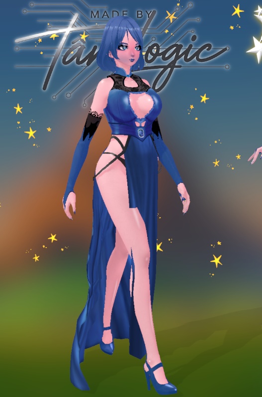 Vroid Model Blue - Sapphire Heart Evening gown