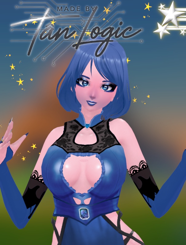 Vroid Model Blue - Sapphire Heart Evening gown