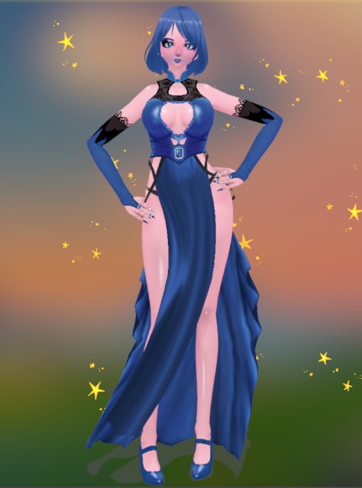 Vroid Model Blue - Sapphire Heart Evening gown