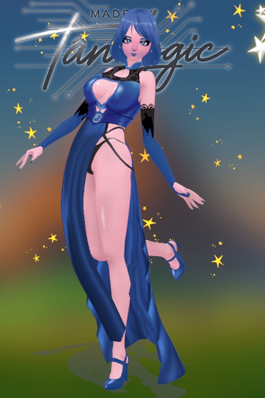 Vroid Model Blue - Sapphire Heart Evening gown