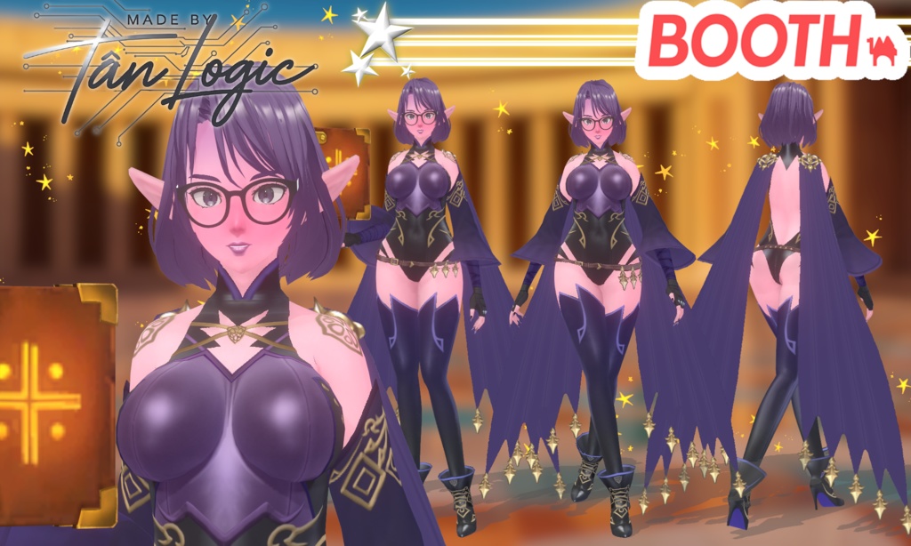 Sylvara Kade Mage Vroid Outfit - Mystical Purple & Blue