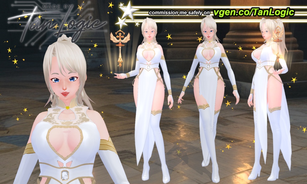 Ethereal Angel Ensemble Vroid Outfit - Wings & Halos