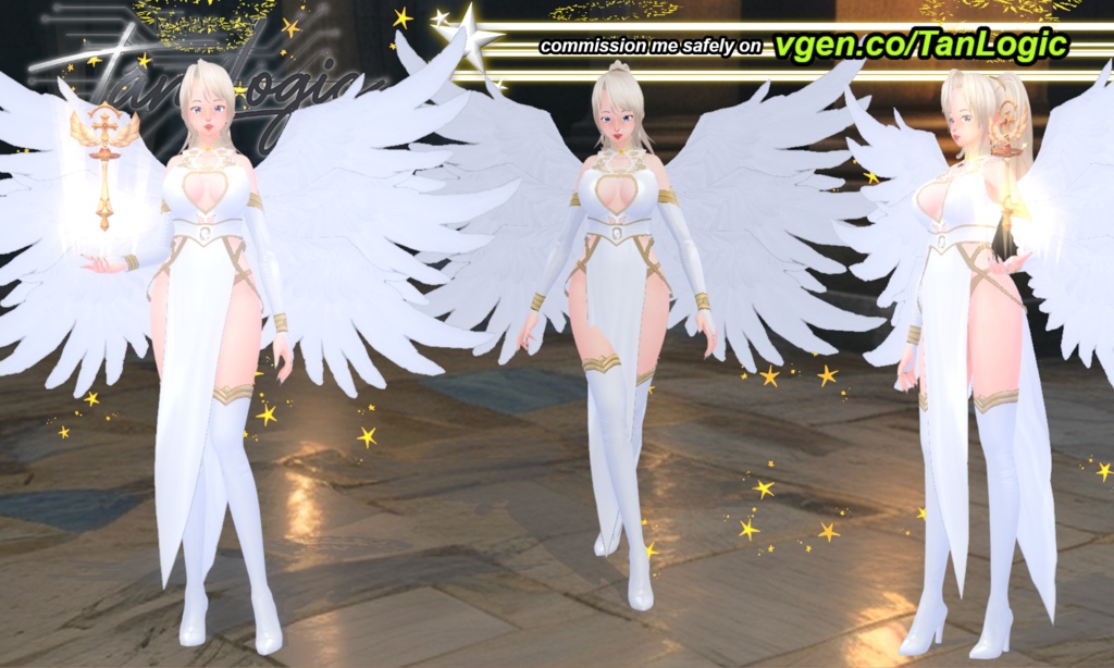 Ethereal Angel Ensemble Vroid Outfit - Wings & Halos