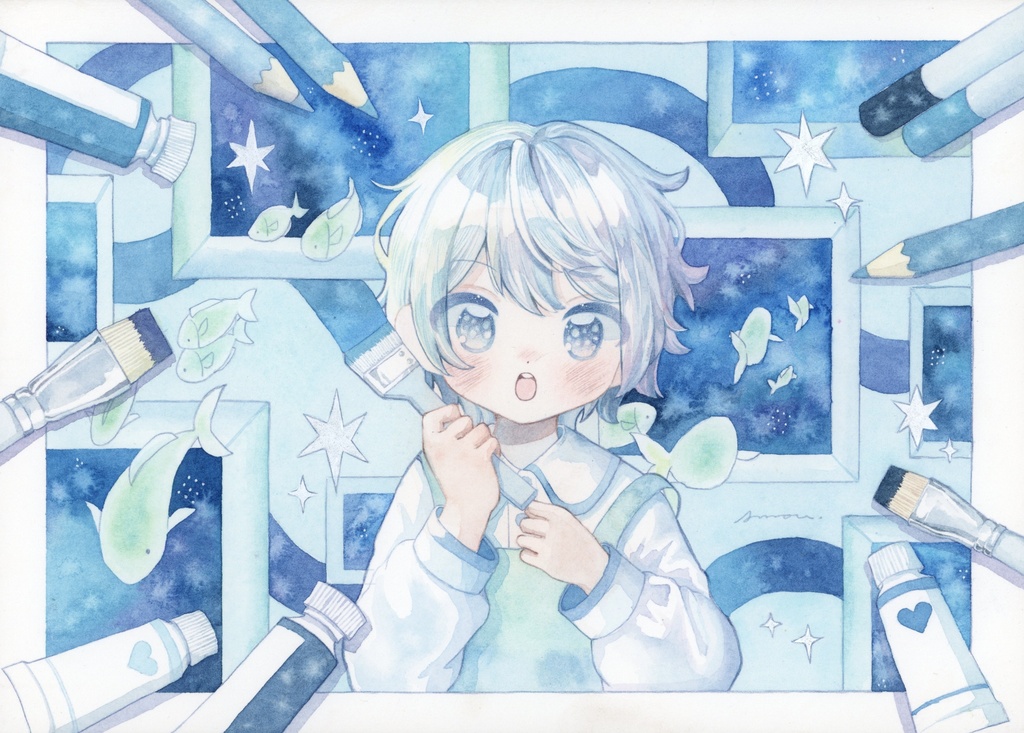 「きらめく青色の世界」