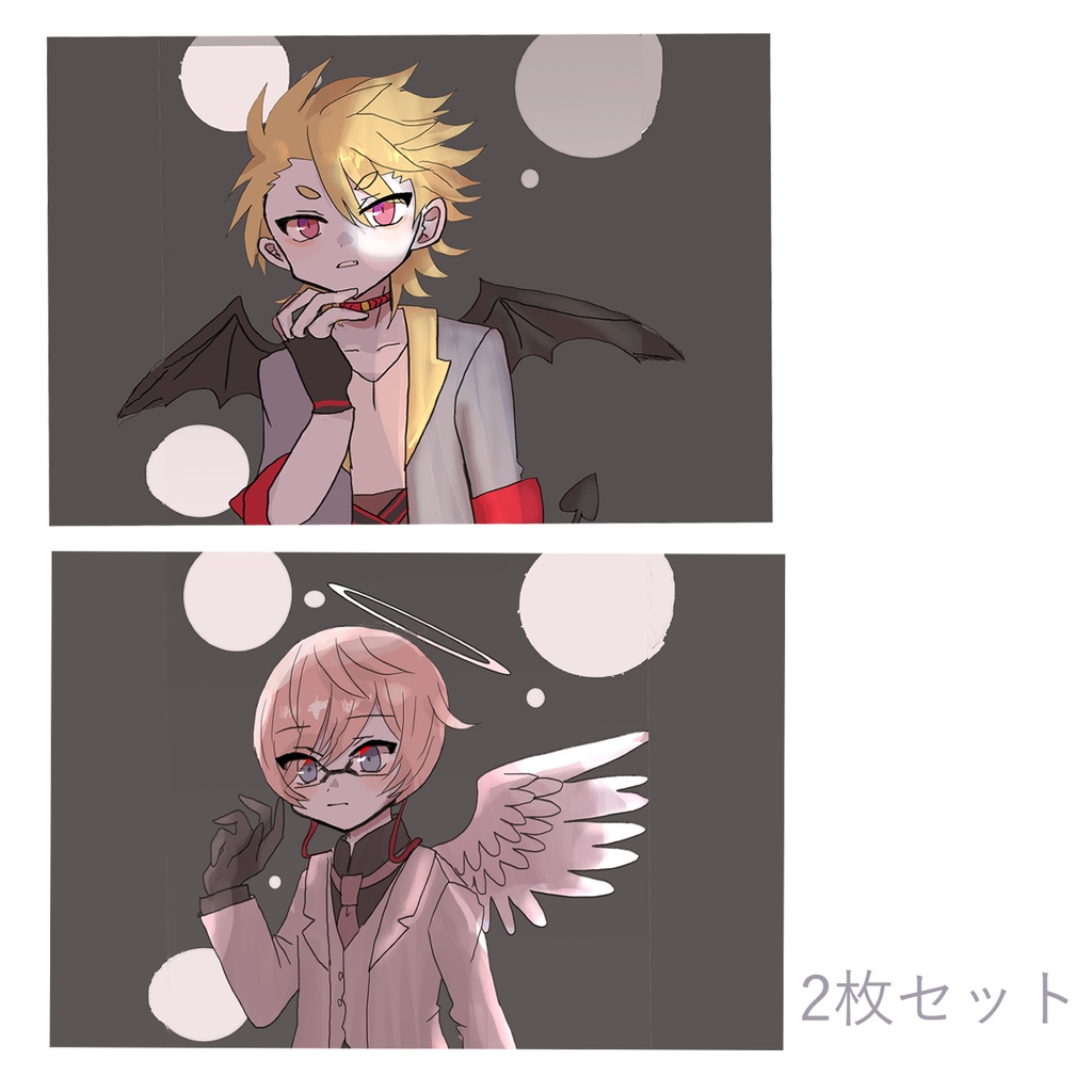ポストカード2枚セット▼天使と悪魔