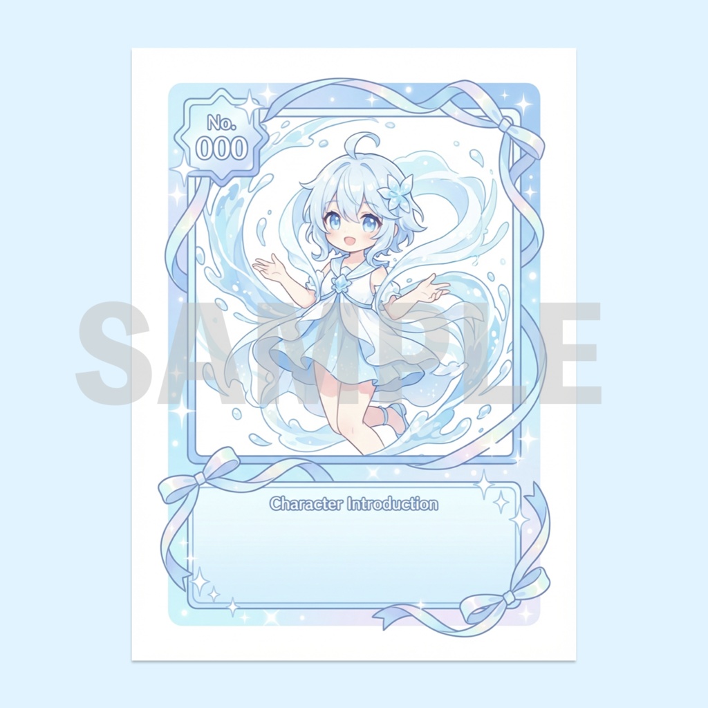 【フリー素材】トレカ風アイコン&壁紙 水色少女