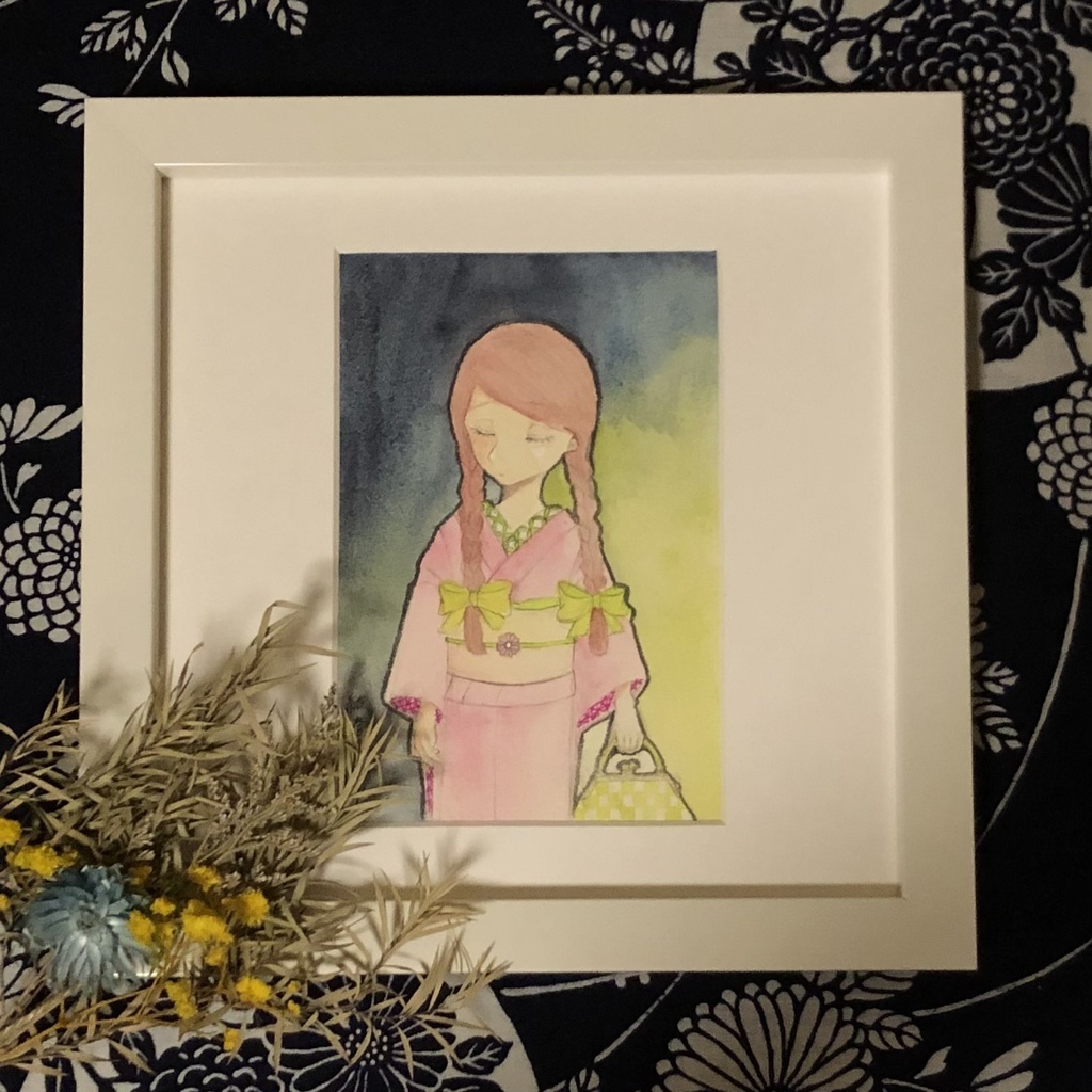 【額装原画】 「耳を澄ませて」