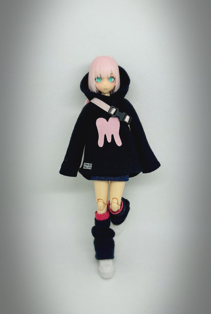 コーディネートセット【ウサちゃんワンショルダー付き】黒