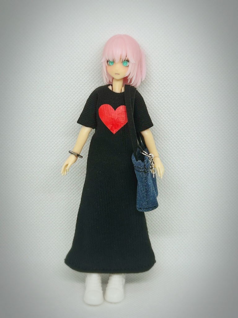 コーディネートセット【マキシ丈ワンピ・ハート】黒
