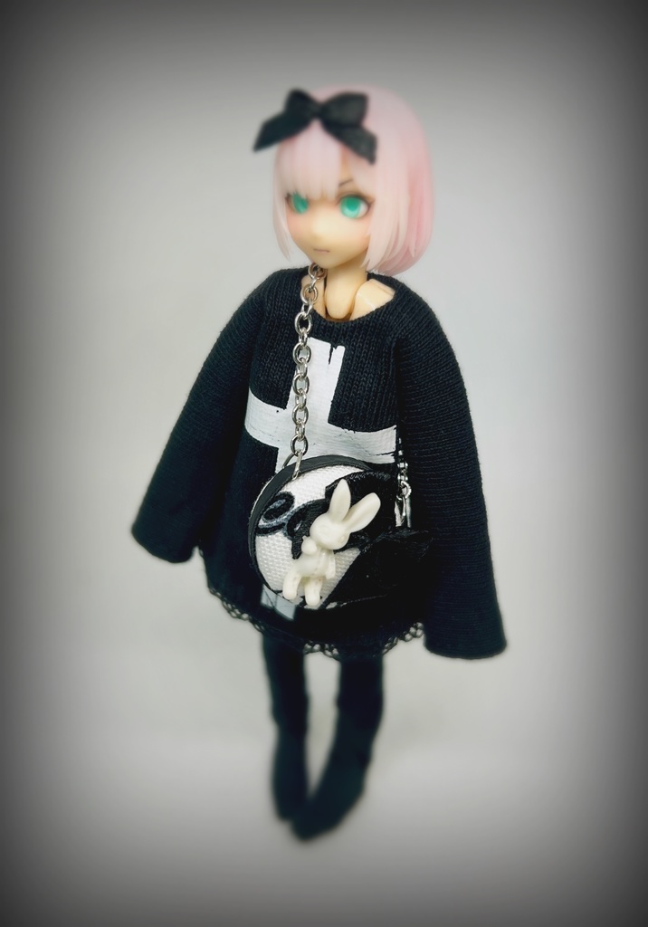 コーディネートセット【サブカル地雷ちゃん・シルバーチェーンポシェット】黒