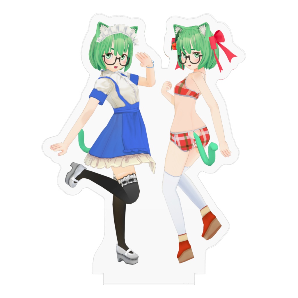 みねこアクリルフィギュア(青ウェイトレス x クリスマスうかれポンチアンダーウェア )【メン限リクエスト/期間限定】